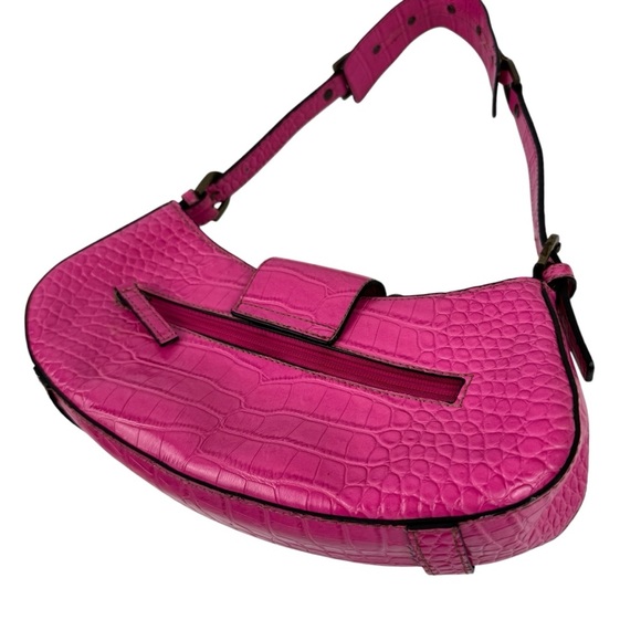 Guess Vintage Women's Mini Shoulder Bag Y2K Pink Croc Embossed Retro Barbiecore - Picture 13 of 16